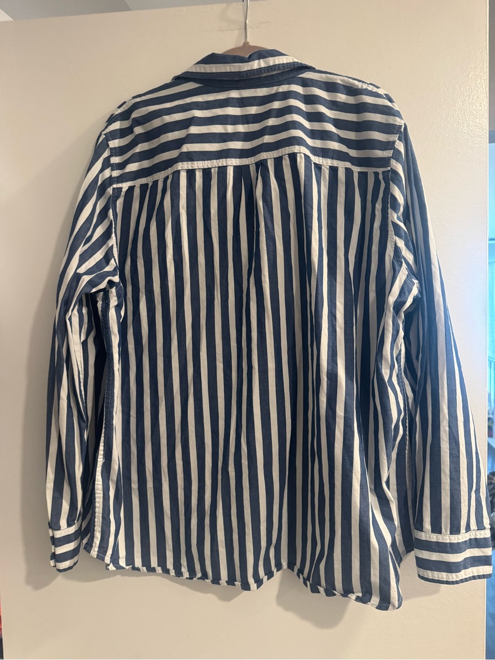 GAP Navy & White Striped Collared Shirt XXL Classic Cotton Preppy Casual - Picture 7 of 7